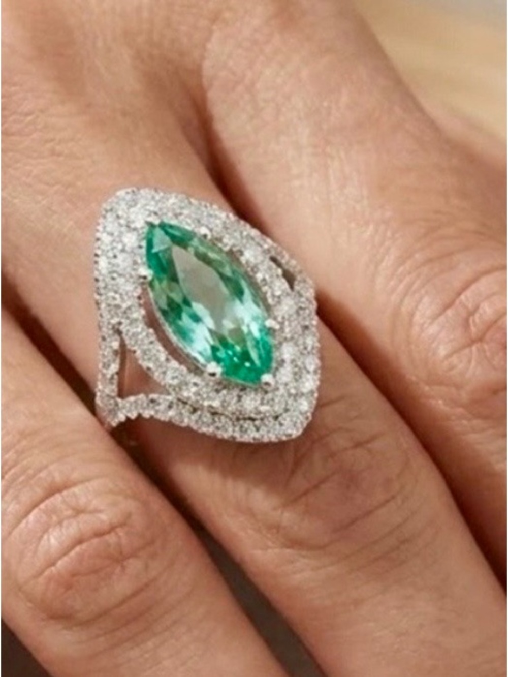 SALE‼️8ct Tourmaline & white Sapphire Ring 14k  Gold Electroplated 925 green